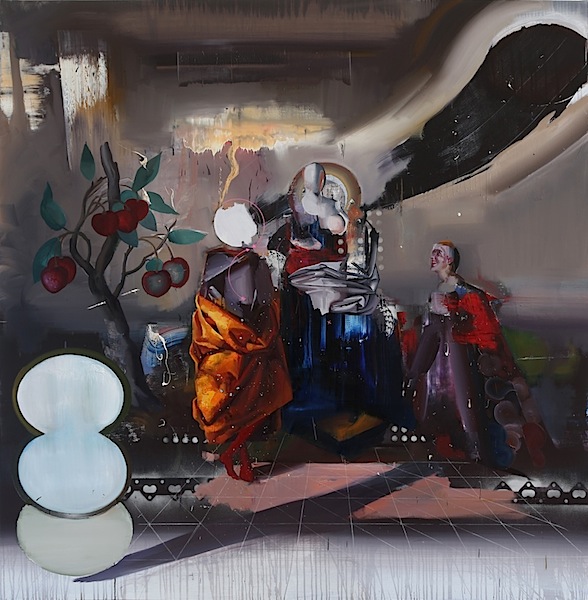 Rayk Goetze: Am Erbeerbaum, 2015, Öl und Acryl auf Leinwand, 200 x 200 cm

